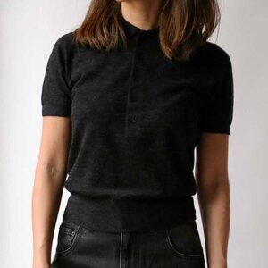 Tibi Skinlike Mercerized Wool Shrunken Polo